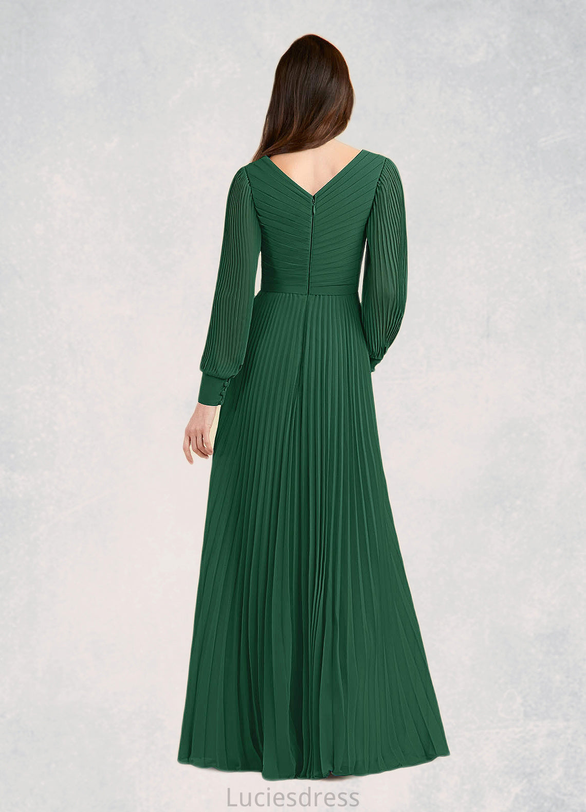 Akira A-Line Pleated Chiffon Floor-Length Dress HFP0022670