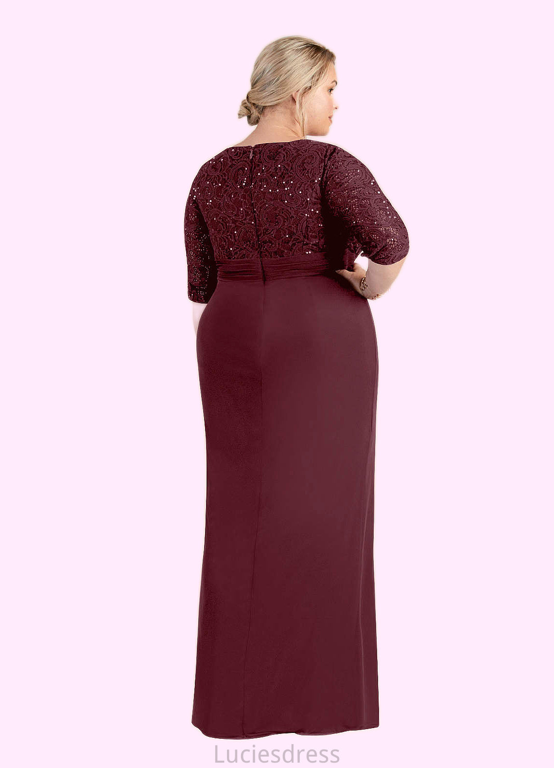 Ashly Sheath Scoop Sequins Lace Floor-Length Dress HFP0022672