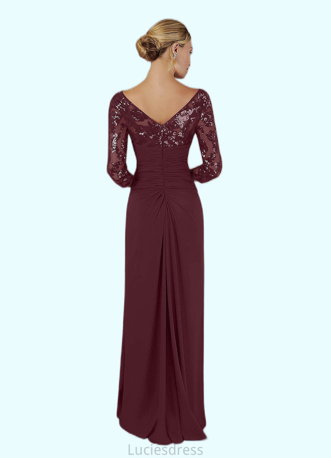 Lucy Sheath Sequins Lace Floor-Length Dress HFP0022673