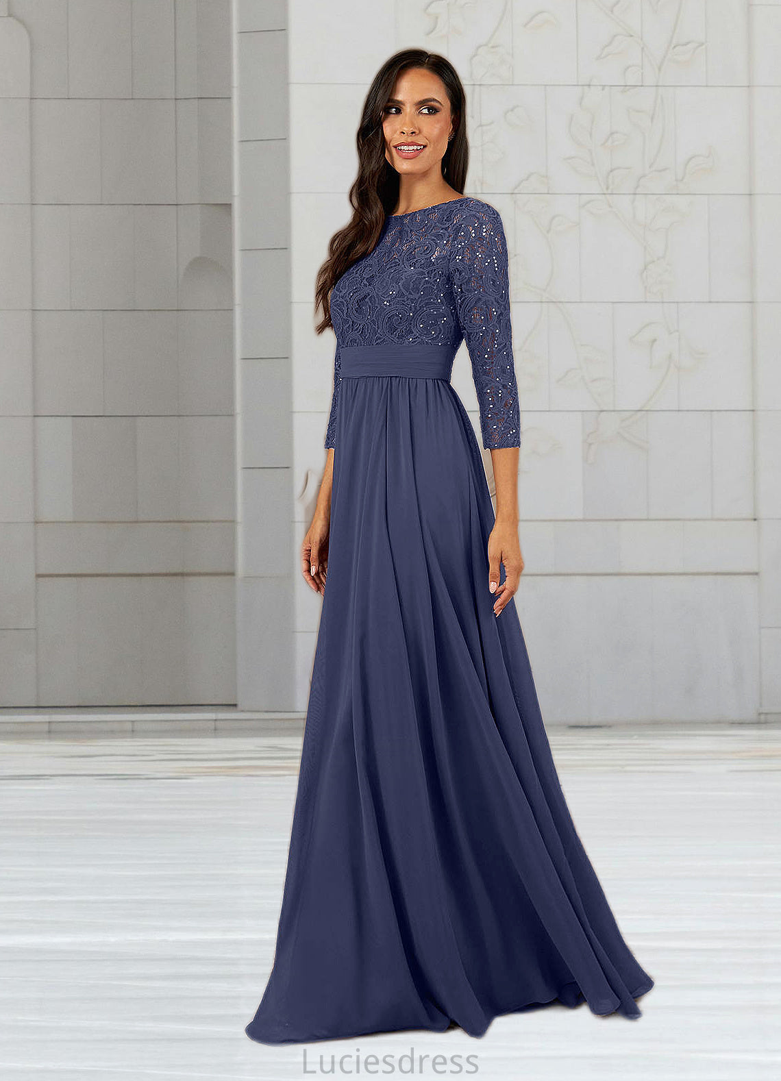 Shyanne A-Line Sequins Chiffon Floor-Length Dress HFP0022674