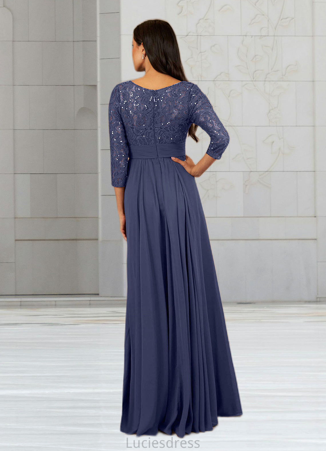 Shyanne A-Line Sequins Chiffon Floor-Length Dress HFP0022674