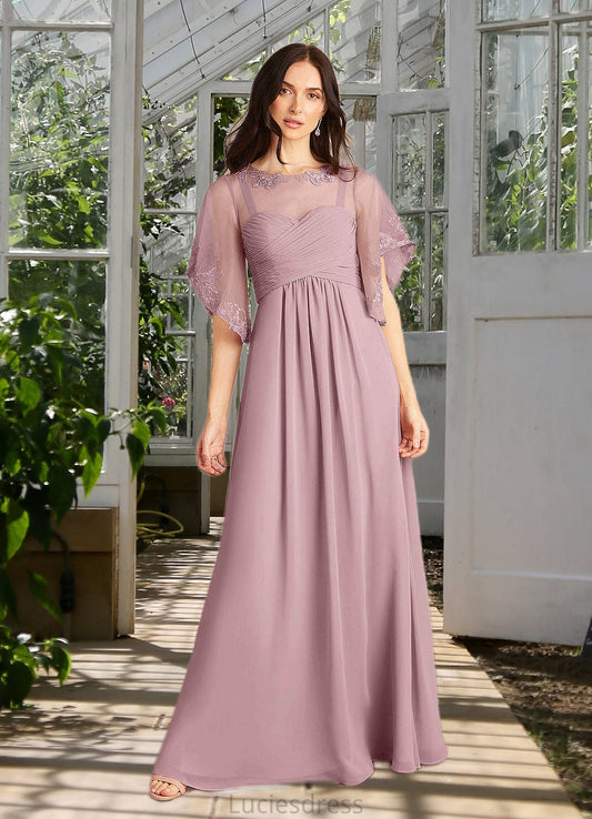 Leah A-Line Sequins Chiffon Floor-Length Dress HFP0022676