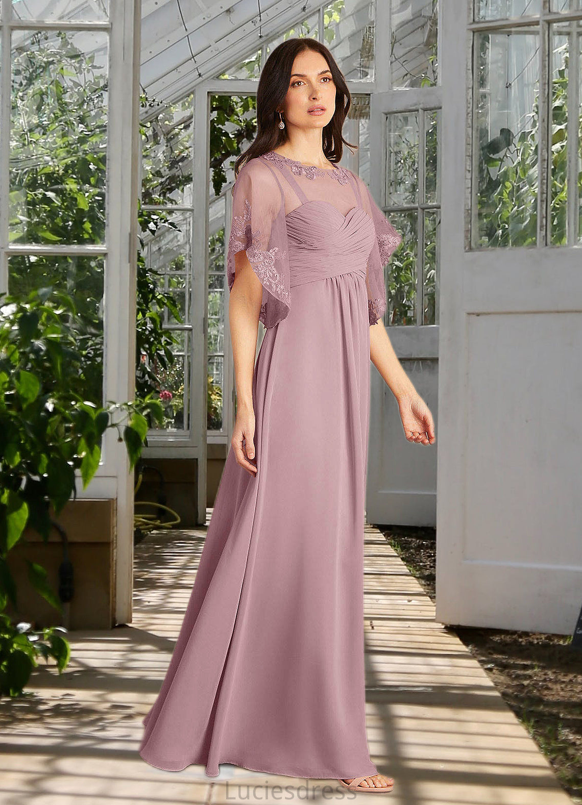 Leah A-Line Sequins Chiffon Floor-Length Dress HFP0022676