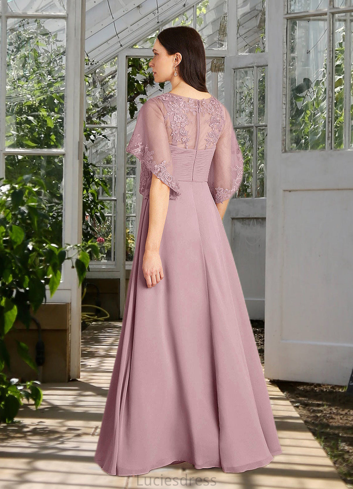 Leah A-Line Sequins Chiffon Floor-Length Dress HFP0022676