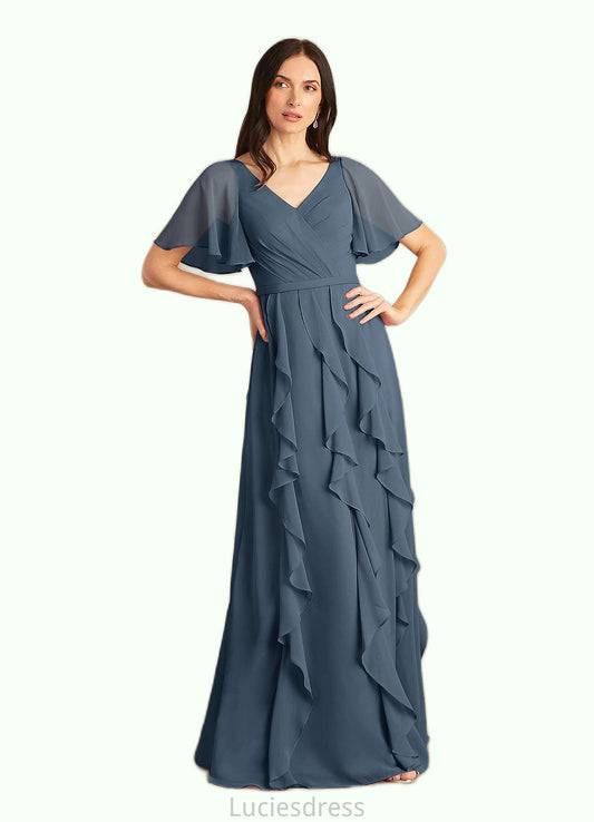 Lana A-Line V-Neck Chiffon Floor-Length Dress HFP0022679