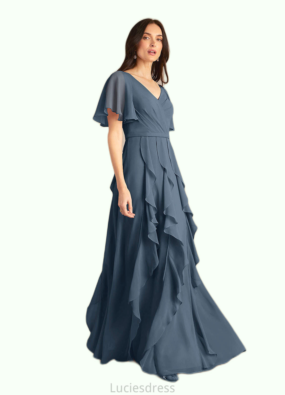 Lana A-Line V-Neck Chiffon Floor-Length Dress HFP0022679