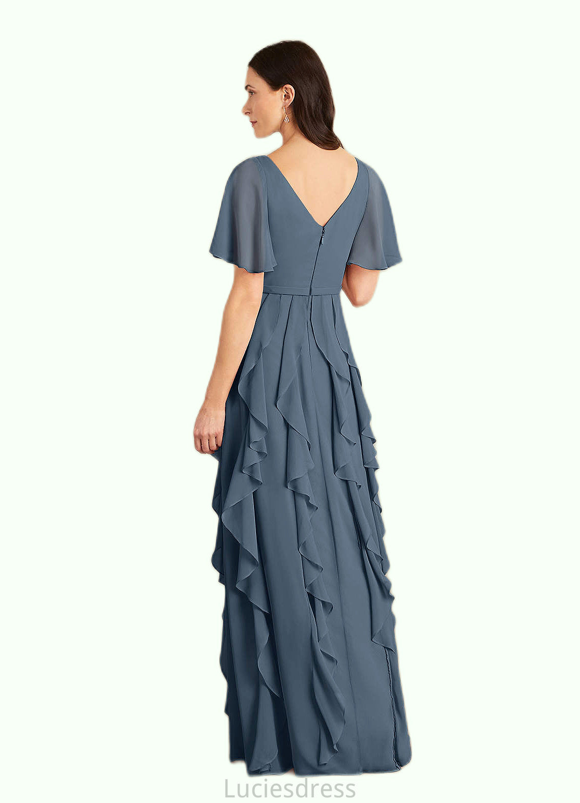 Lana A-Line V-Neck Chiffon Floor-Length Dress HFP0022679