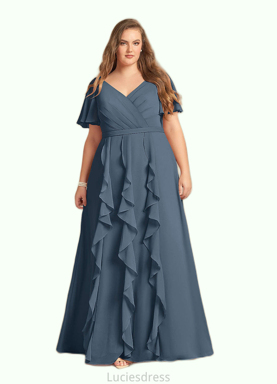 Lana A-Line V-Neck Chiffon Floor-Length Dress HFP0022679