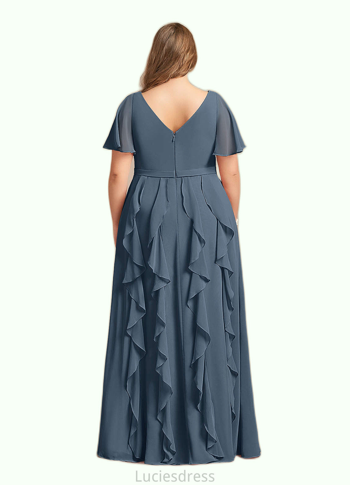 Lana A-Line V-Neck Chiffon Floor-Length Dress HFP0022679