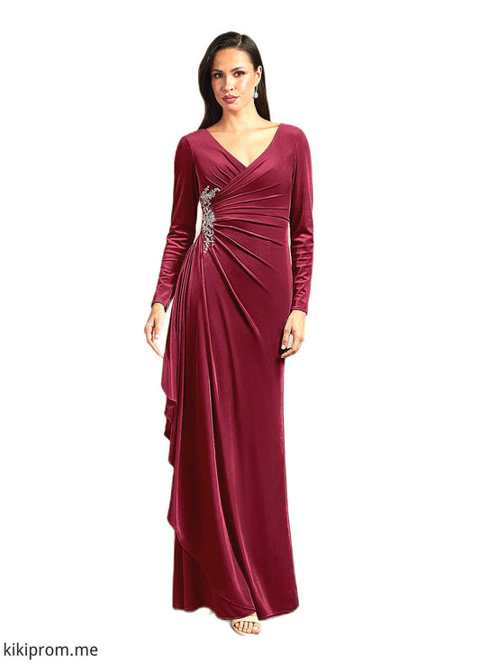 Kim Mermaid V-Neck Pleated Velvet Floor-Length Dress STFP0022683