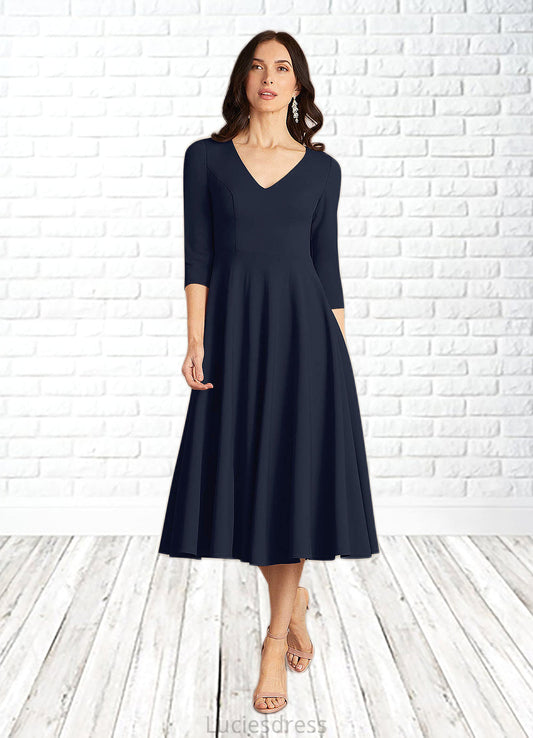 Molly A-Line Stretch Crepe Tea-Length Dress HFP0022684