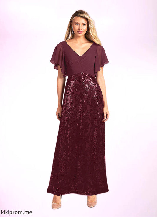 Aryanna A-Line Sequins Chiffon Ankle-Length Dress STFP0022690