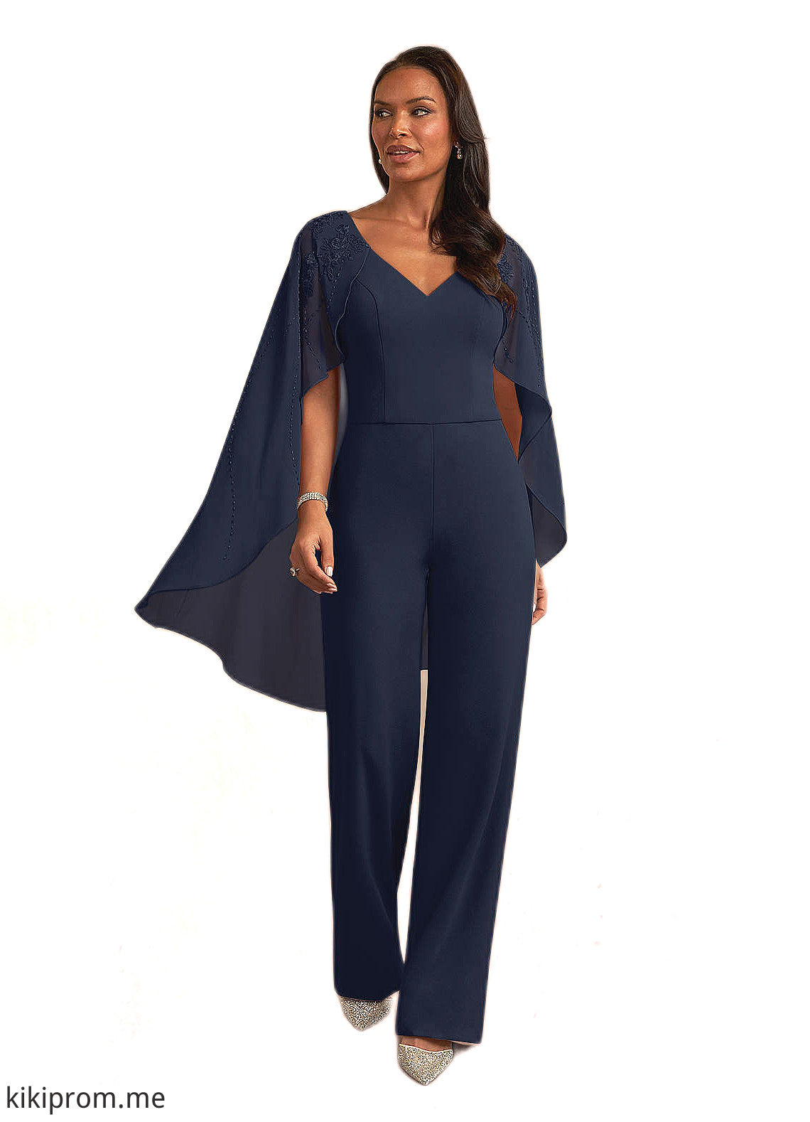 Micah Sequins Lace Stretch Crepe Jumpsuit/Pantsuit Dark Navy STFP0022693