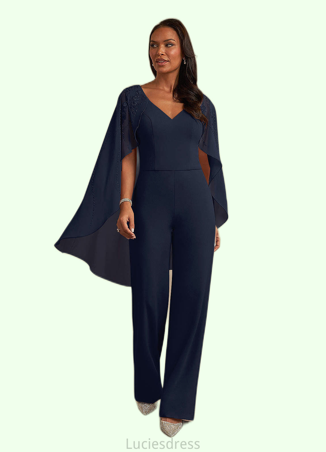 Mabel Sequins Lace Stretch Crepe Jumpsuit/Pantsuit Dark Navy HFP0022693