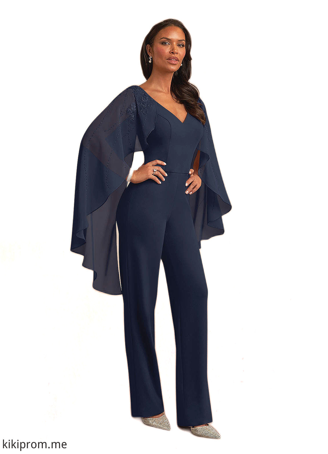 Micah Sequins Lace Stretch Crepe Jumpsuit/Pantsuit Dark Navy STFP0022693