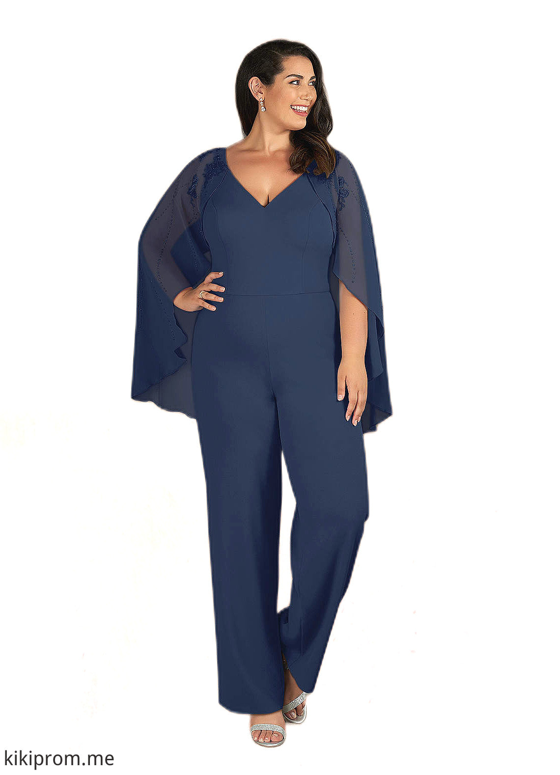 Micah Sequins Lace Stretch Crepe Jumpsuit/Pantsuit Dark Navy STFP0022693