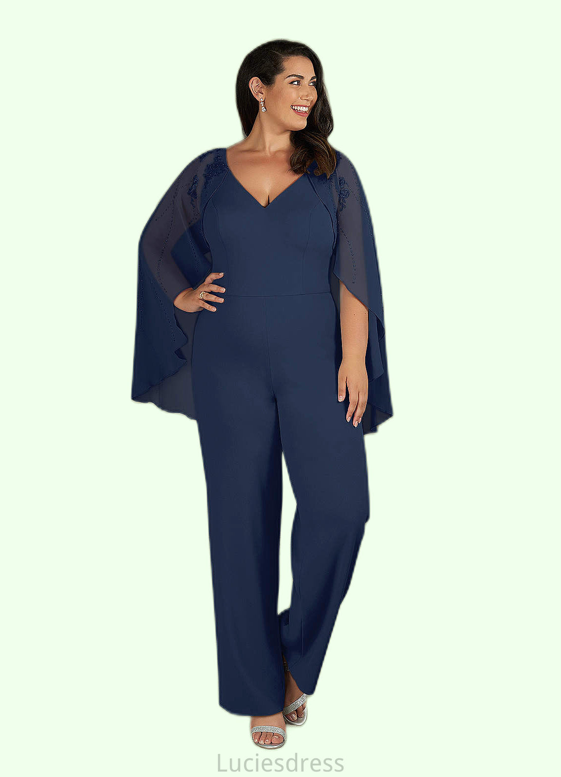 Mabel Sequins Lace Stretch Crepe Jumpsuit/Pantsuit Dark Navy HFP0022693