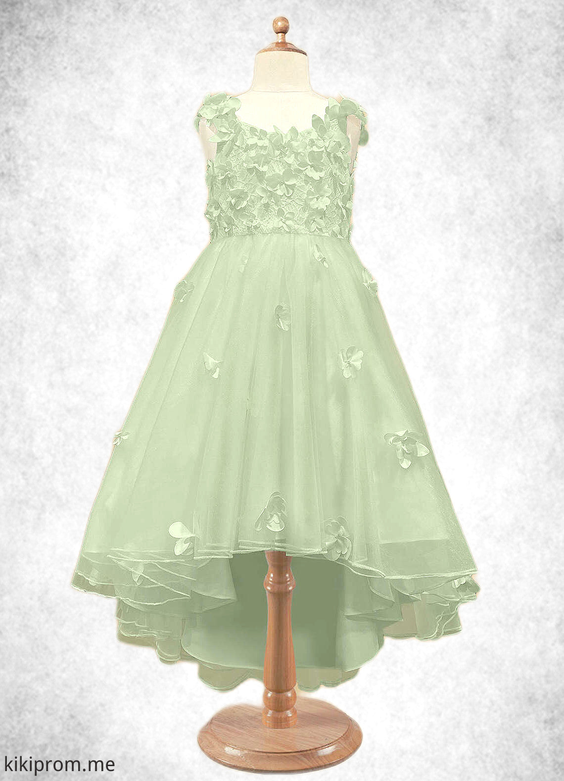 Renee Ball-Gown Lace Tulle Asymmetrical Dress Dusty Sage STFP0022802