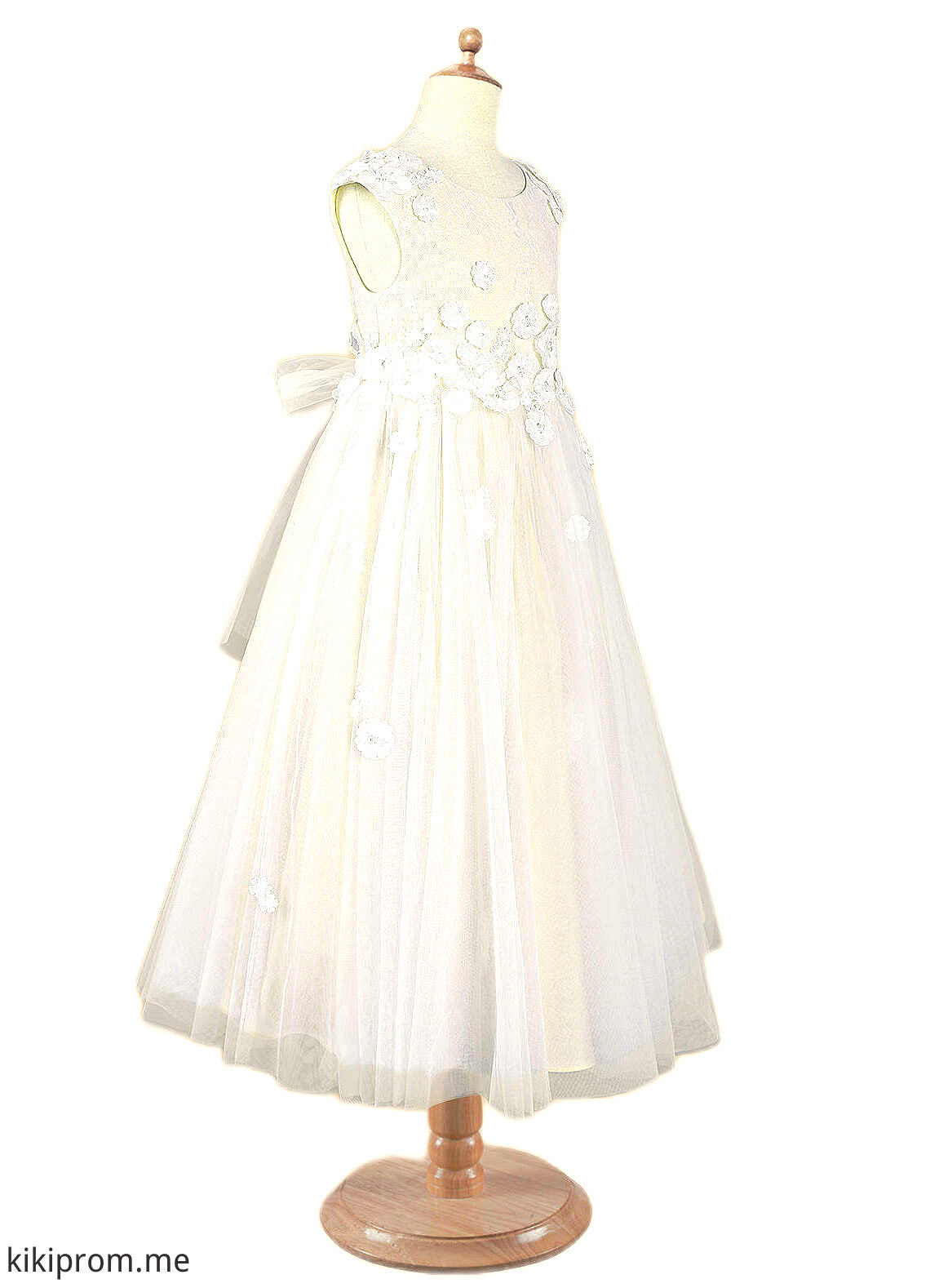 Nora A-Line Lace Tulle Ankle-Length Dress Diamond White/Champagne STFP0022810