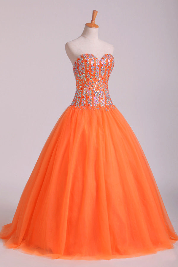 2024 Quinceanera Dresses Ball Gown Sweetheart Beaded Bodice Floor PR41XD2Q