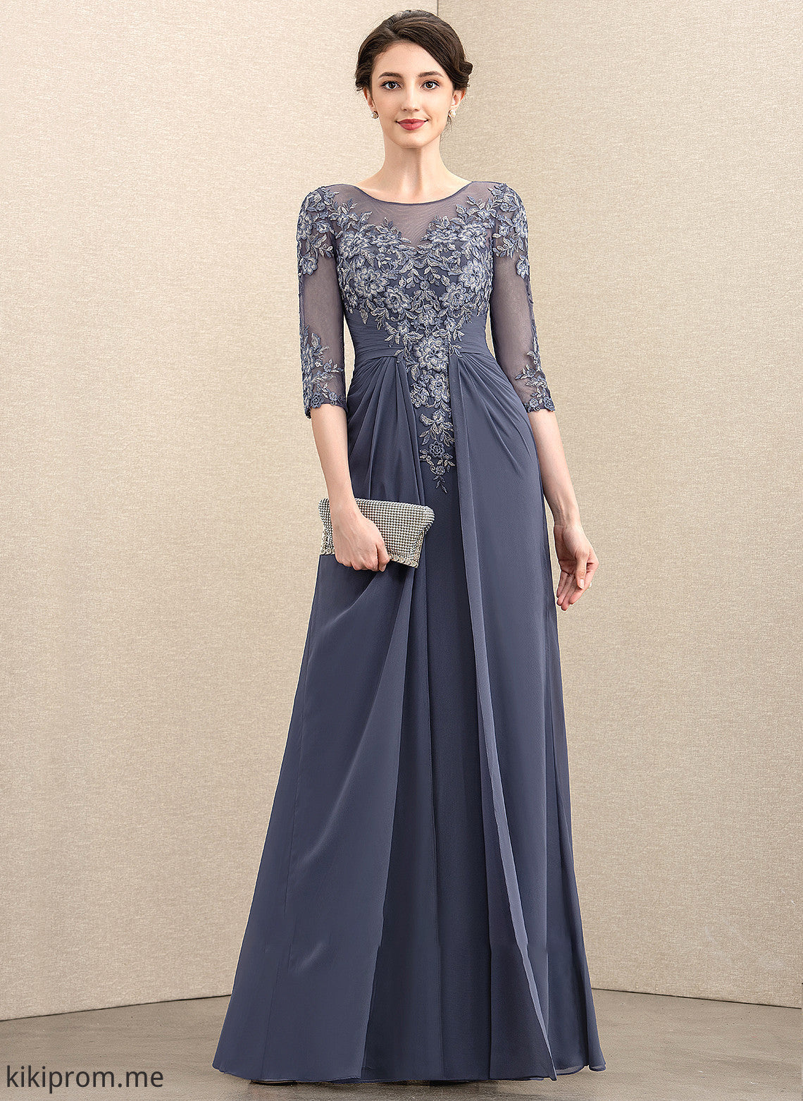 Dress Mother Lace of Scoop the Floor-Length Mother of the Bride Dresses Jean Bride A-Line Neck Chiffon