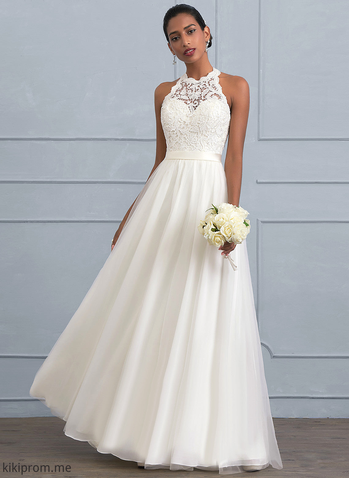 Dress Lace Charmeuse A-Line Wedding Dresses Floor-Length Tulle Wedding Scoop Neck Mallory