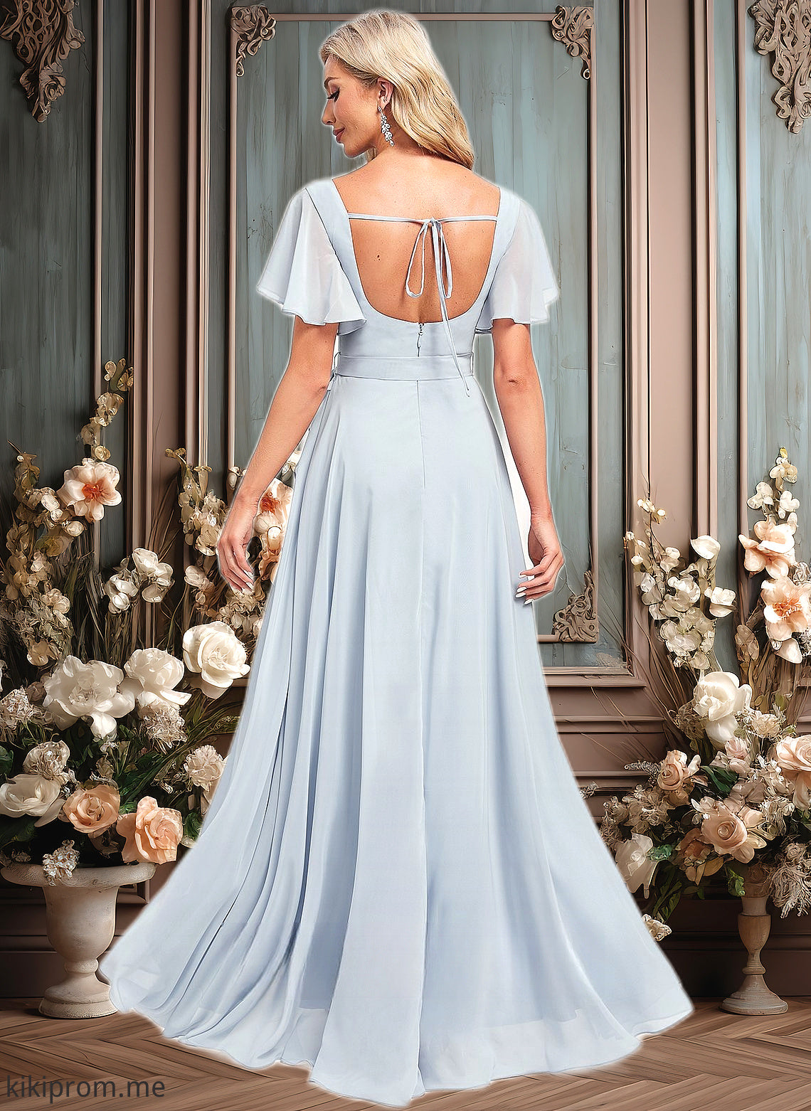 June A-line Square Asymmetrical Chiffon Bridesmaid Dress HFP0025796