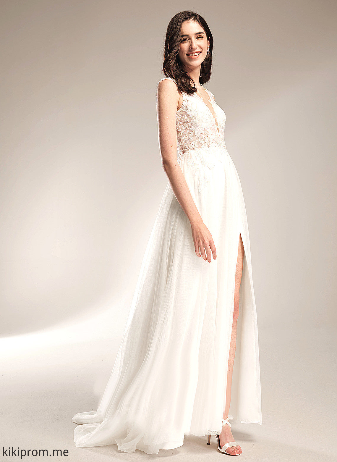 Dress A-Line V-neck With Wedding Dresses Lace Sequins Hedda Court Train Wedding Tulle