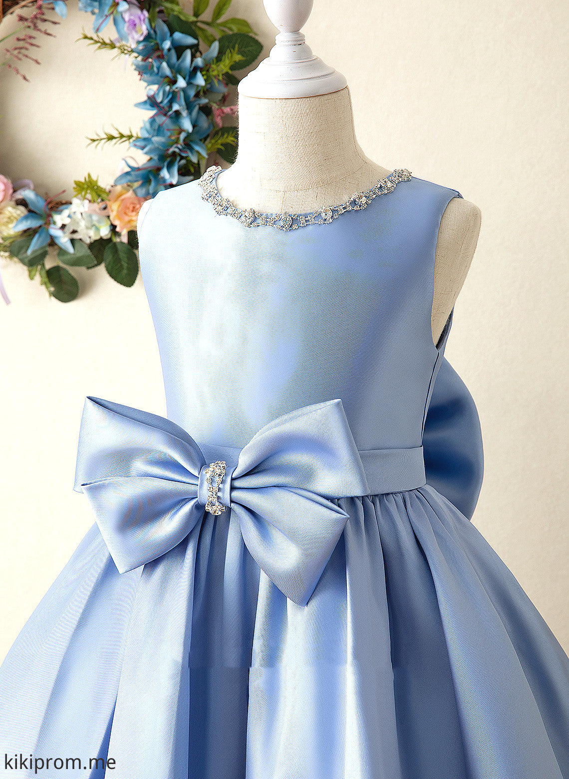 Scoop Xiomara Sleeveless Dress Bow(s) Girl - Flower With Knee-length Flower Girl Dresses Satin Neck Ball-Gown/Princess