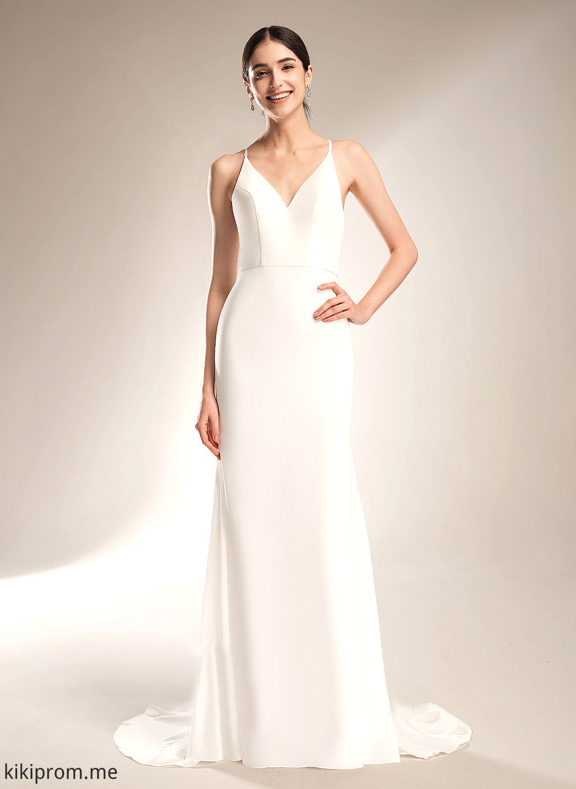 Train Sheath/Column With Savanah Court Dress V-neck Wedding Chiffon Wedding Dresses Lace