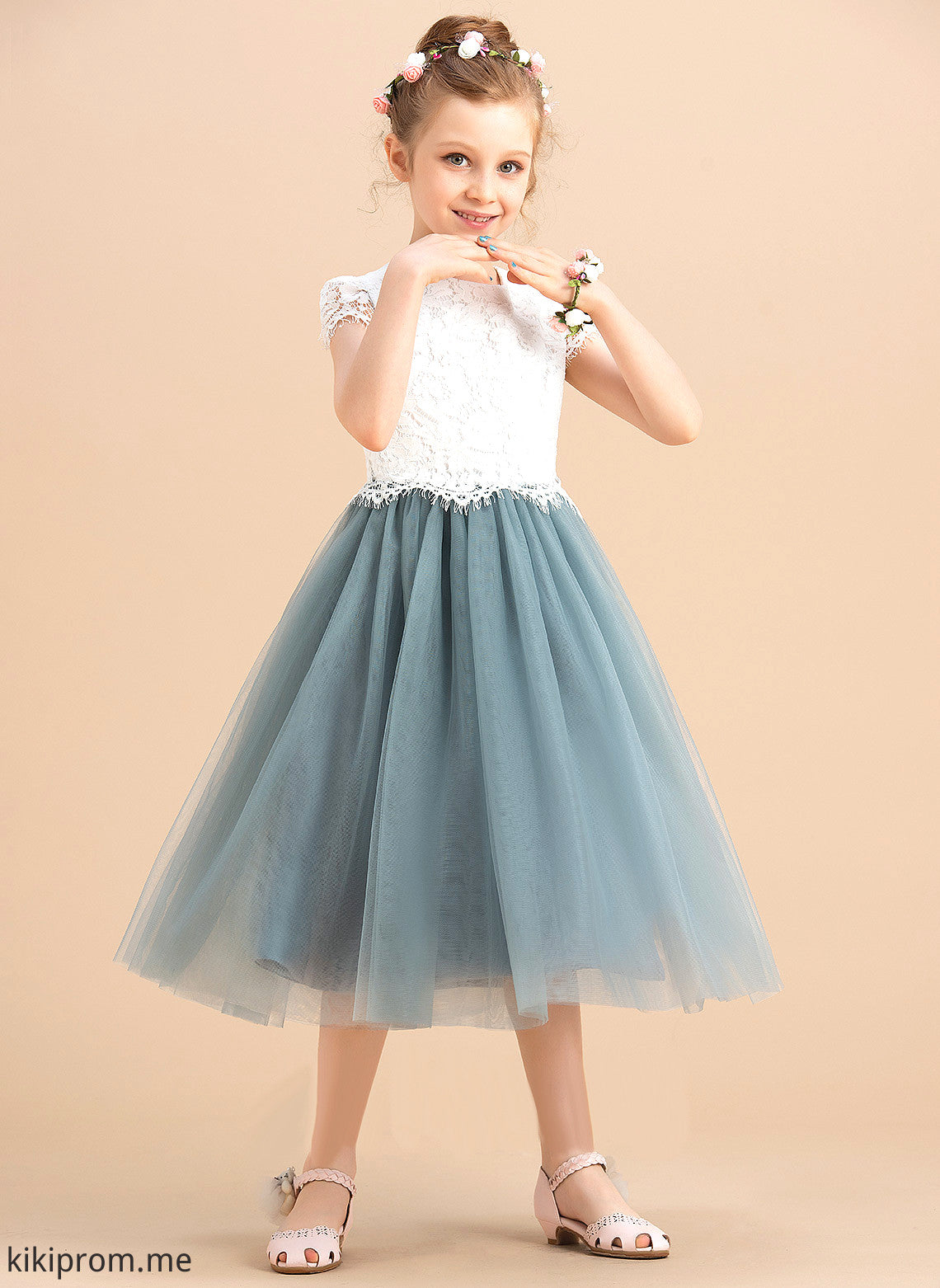 Tulle/Lace - Flower Girl Dresses Dress Flower Scoop Elyse Tea-length Girl Sleeveless Neck A-Line