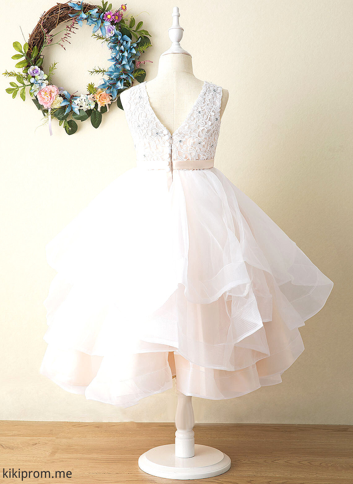 Dress - Rhoda Flower Neck Flower Girl Dresses Tulle/Lace Tea-length Girl Sleeveless Scoop Ball-Gown/Princess