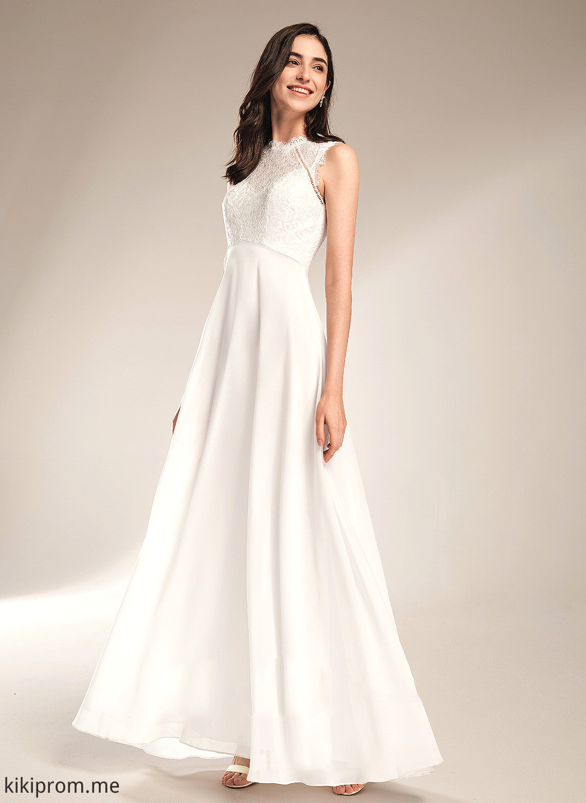 Dress Wedding Lace Chiffon Scoop Floor-Length Alena A-Line Wedding Dresses