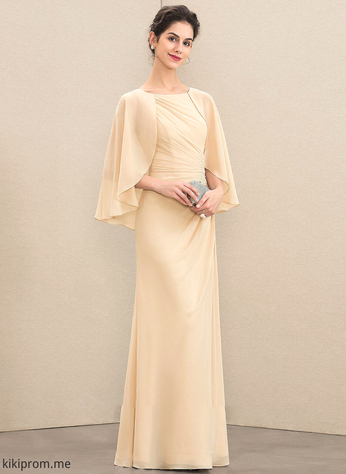 Neck Chiffon Mother of the Bride Dresses Ruffle Floor-Length Beading A-Line Bride Dress Mother of Sequins Scoop With the Maisie