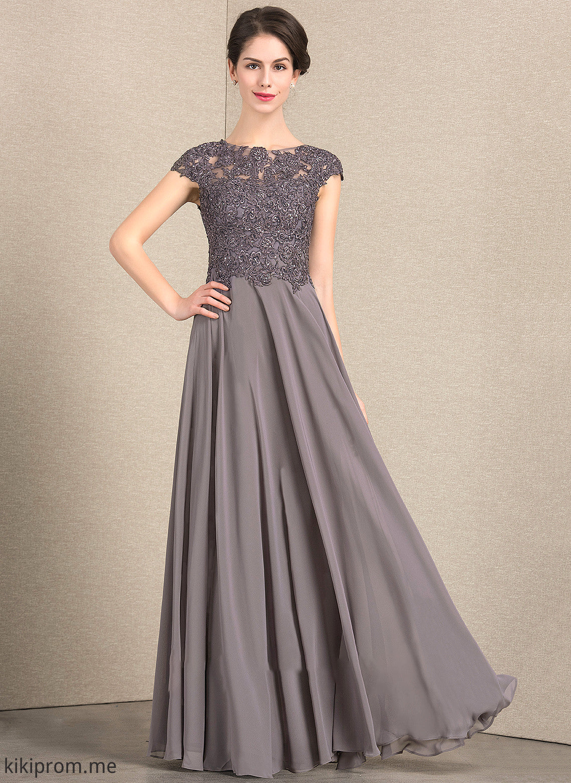 Floor-Length Mother of the Bride Dresses Beading the Chiffon Bride Lace Mother With Frida of Dress A-Line Neck Scoop