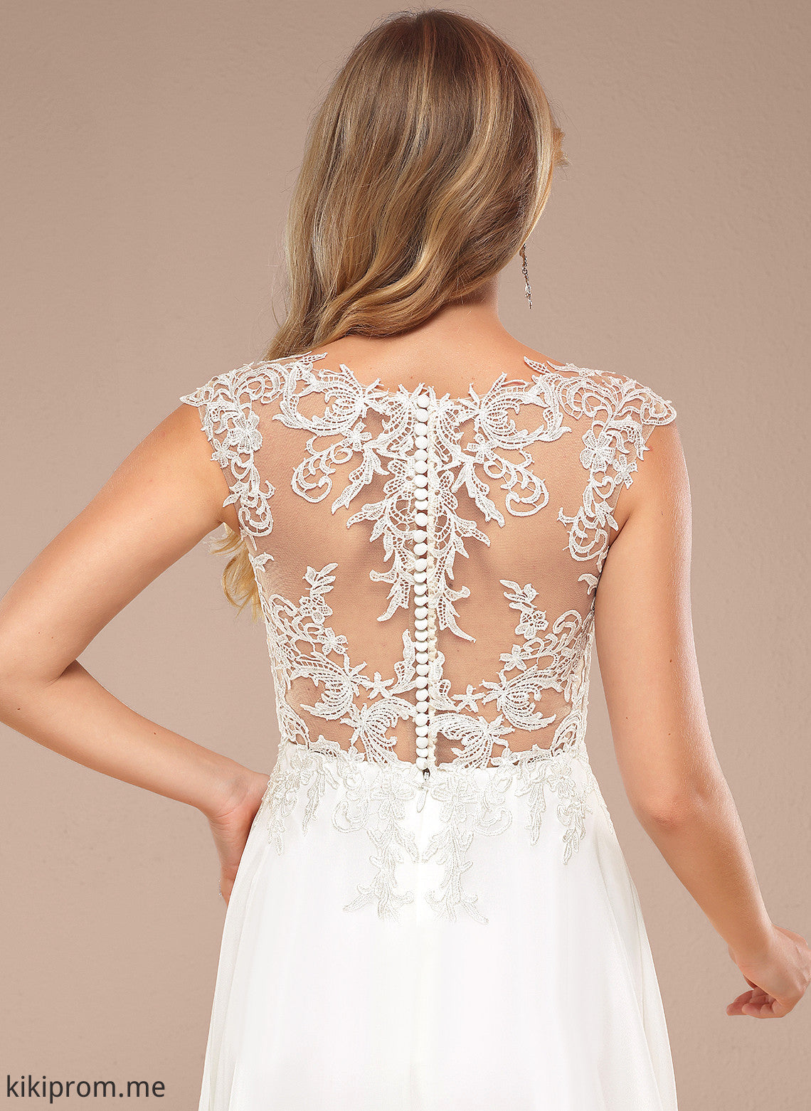 Train A-Line Marcie Lace Chiffon Dress V-neck Sweep Wedding Wedding Dresses