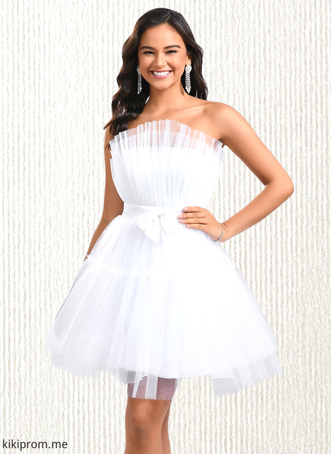 Myla Ball-Gown/Princess Asymmetrical Short Tulle Homecoming Dress With Bow HFP0025709