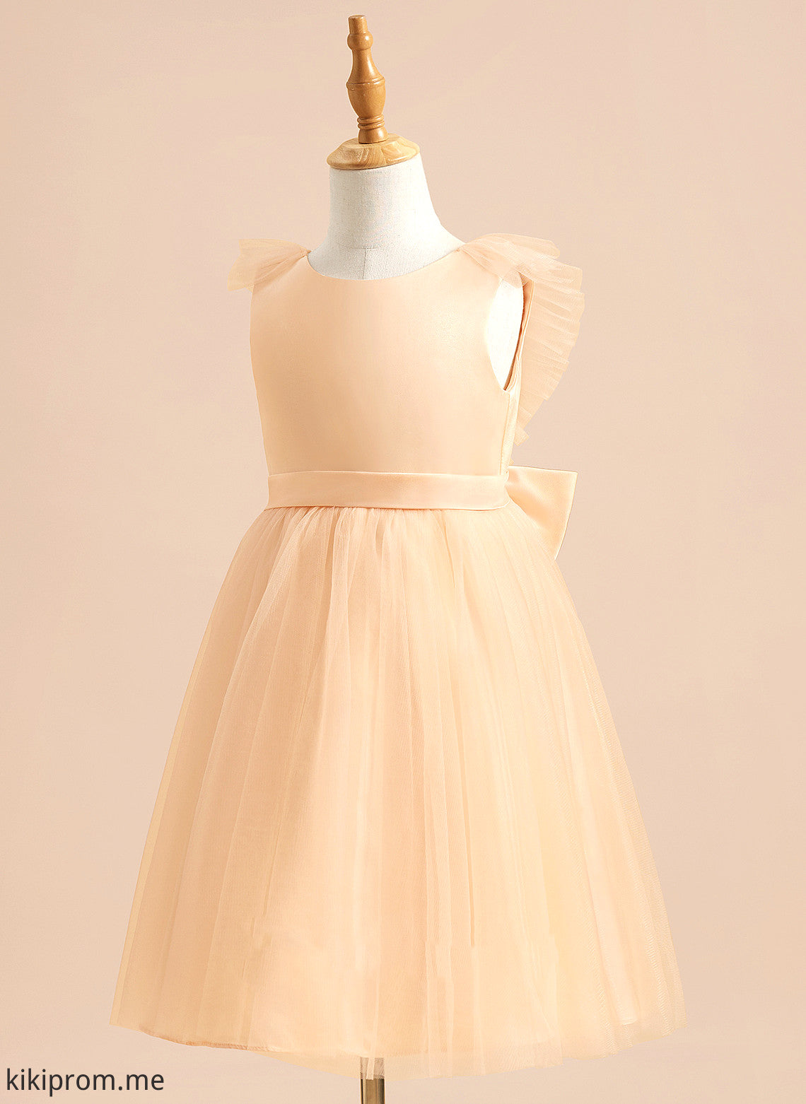 Girl Dress Mila With Neck Sleeveless Bow(s) Flower Girl Dresses Scoop Tulle - Flower A-Line Knee-length