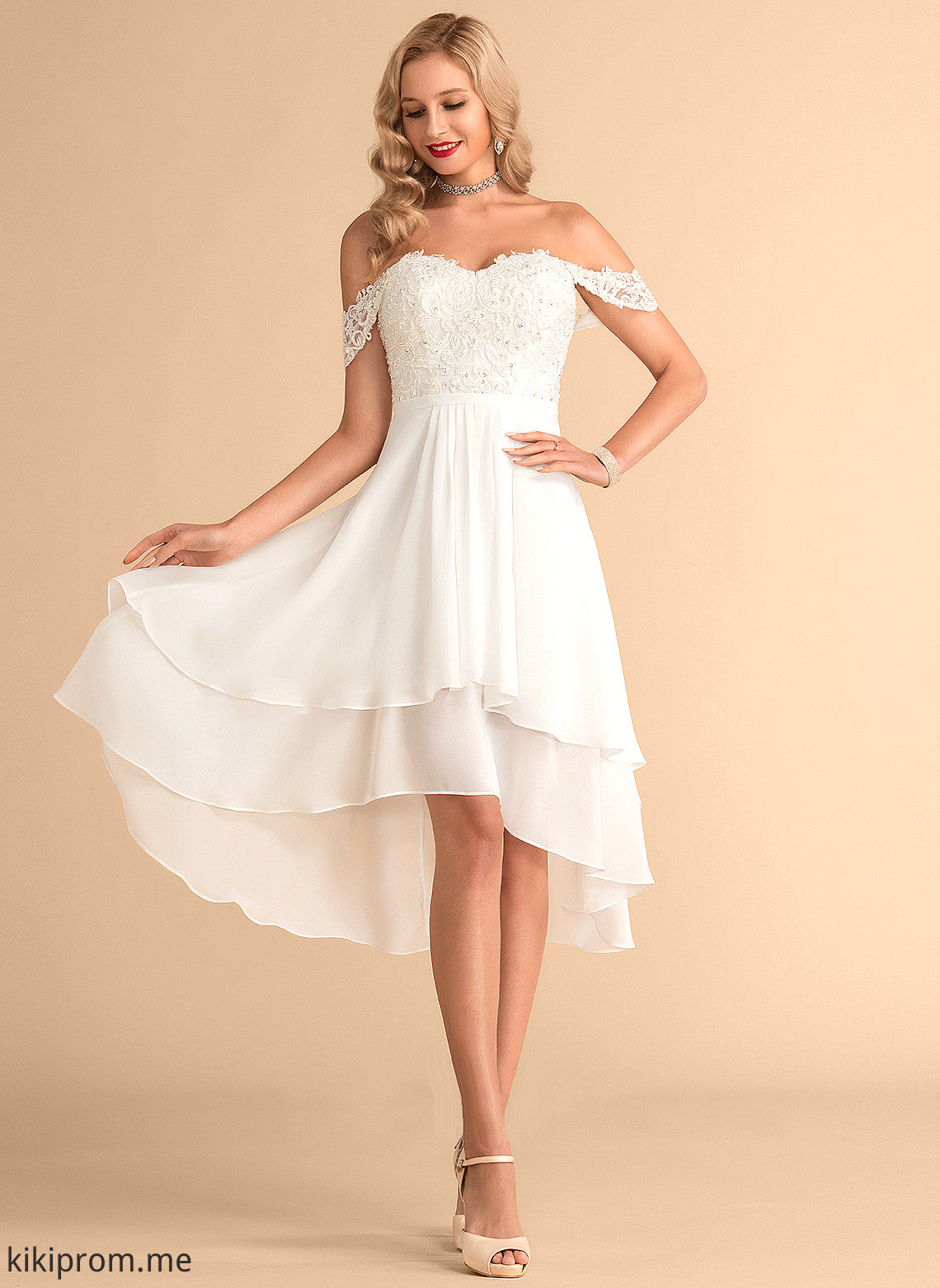 With Wedding Dresses Wedding A-Line Sequins Beading Lace Chiffon Angeline Dress Asymmetrical