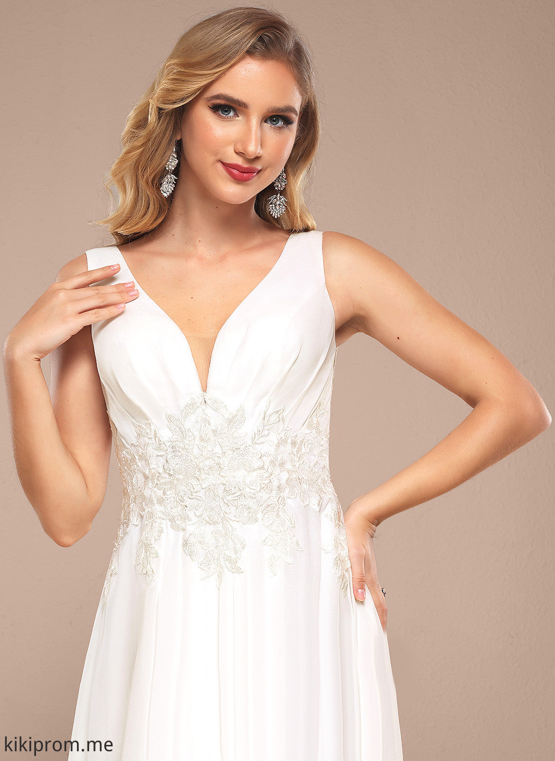 Wedding Dresses Lace Chiffon Madilynn Dress A-Line Sequins V-neck Floor-Length Wedding With