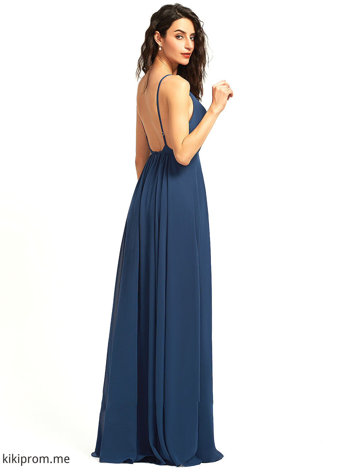 With Split Prom Dresses Floor-Length V-neck Ada Front A-Line