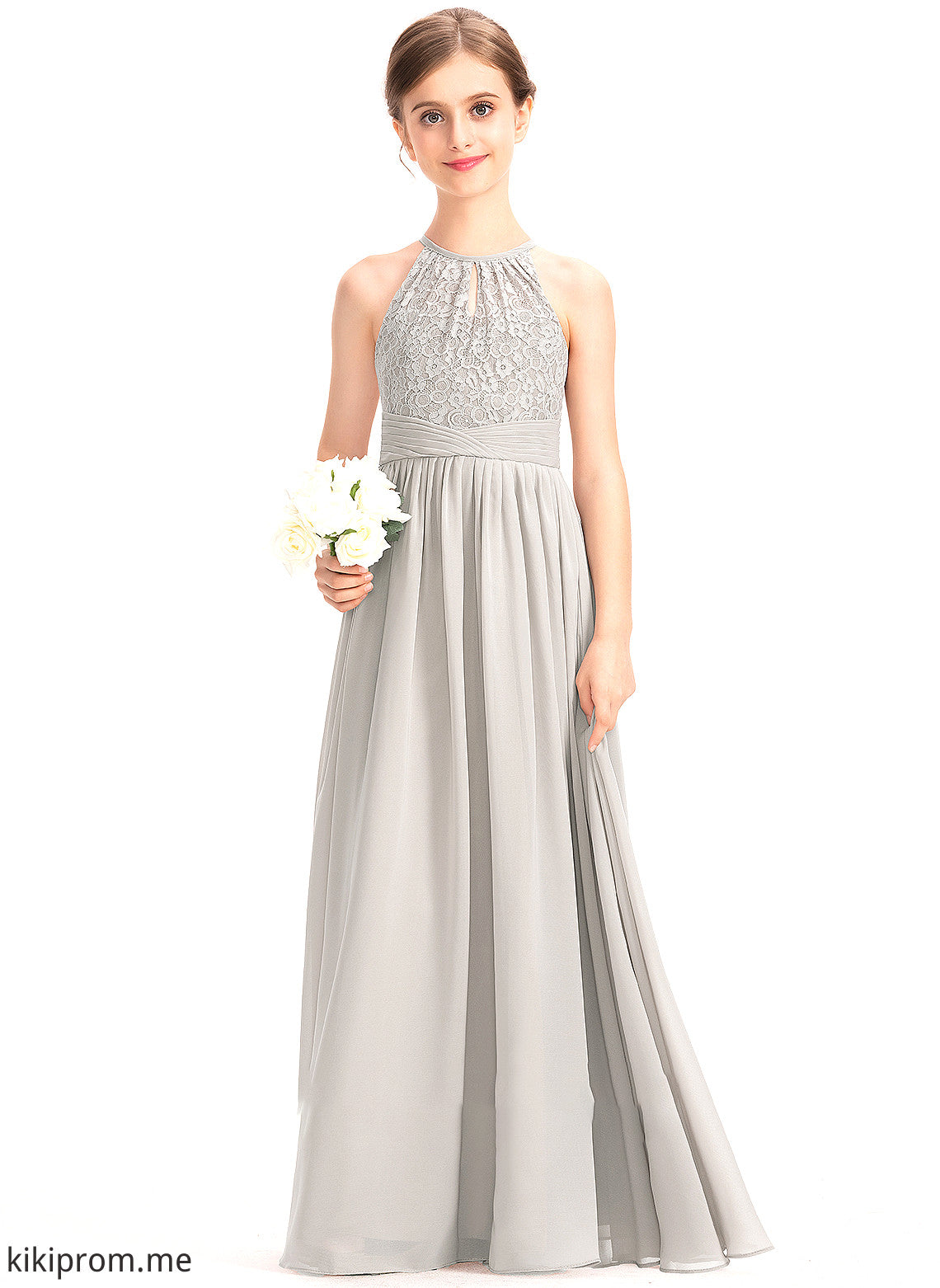 With Junior Bridesmaid Dresses A-Line Chiffon Lace Carolyn Floor-Length Scoop Neck Ruffle