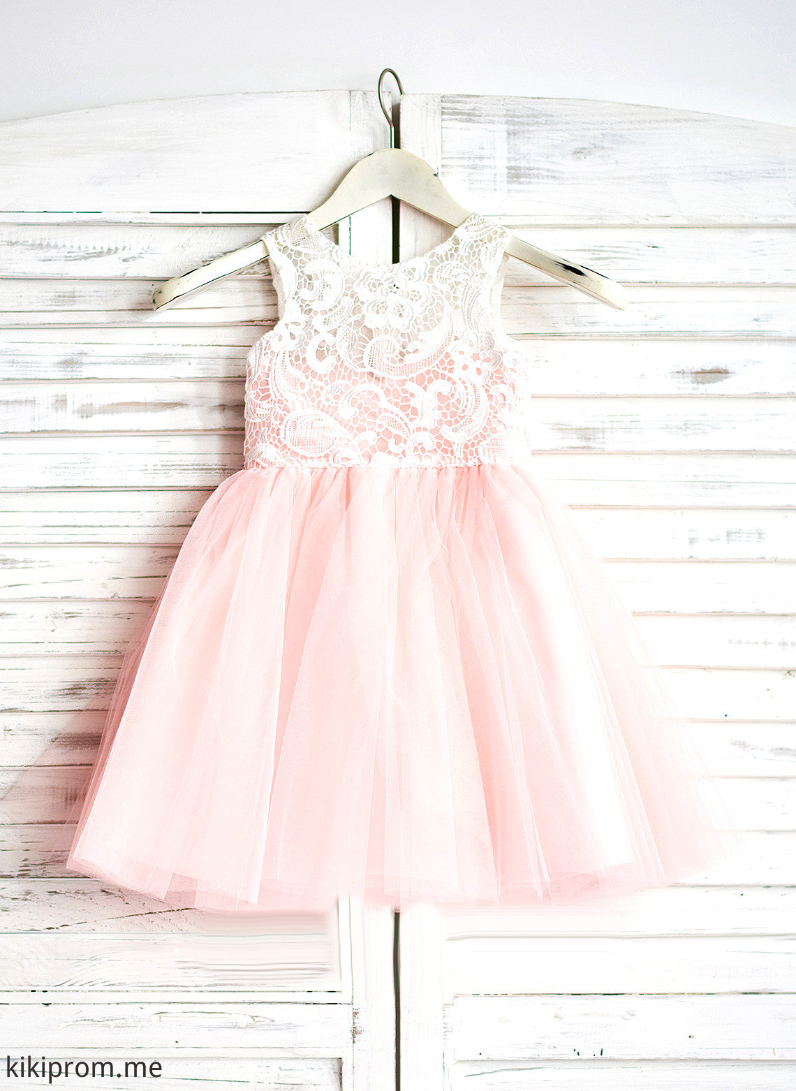 A-Line Flower With - Tulle Girl Sleeveless Neck Nathalia Knee-length Dress Scoop Flower Girl Dresses Lace