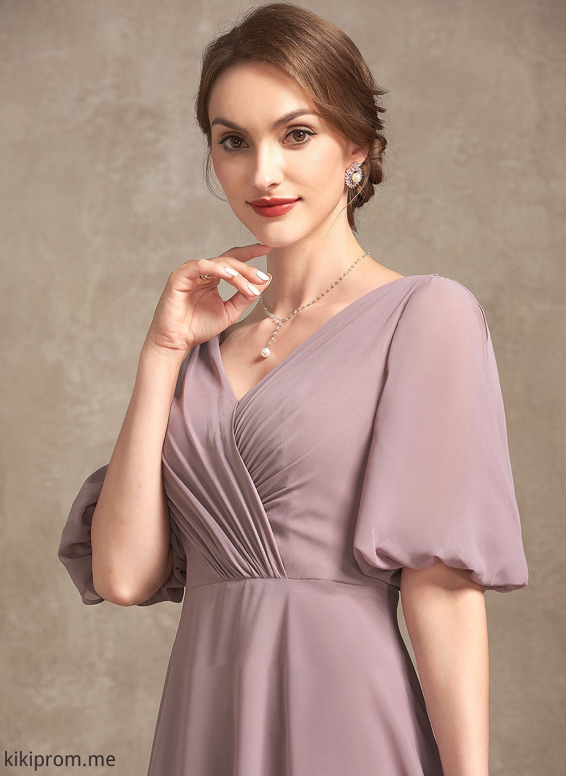 Chiffon Dress Floor-Length Madeline With V-neck the Mother of Mother of the Bride Dresses A-Line Ruffle Bride