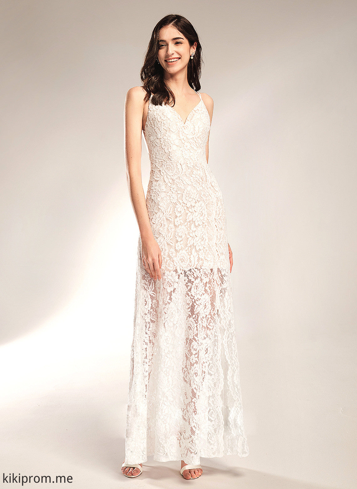 Wedding Dresses Floor-Length Lace Dress Wedding Sheath/Column Hedwig V-neck