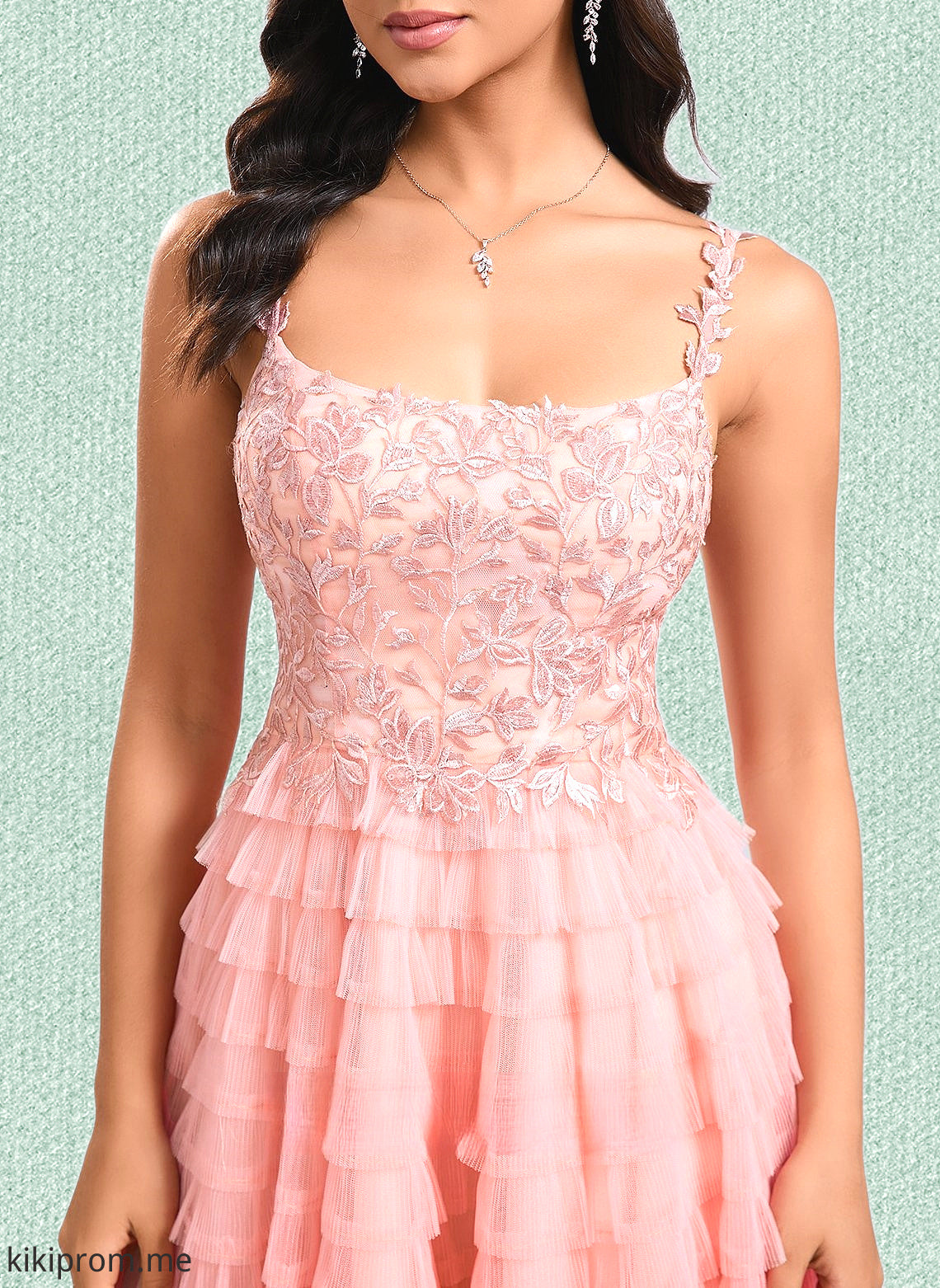 Clare Ball-Gown/Princess Scoop Short Tulle Lace Homecoming Dress With Ruffle HFP0025676