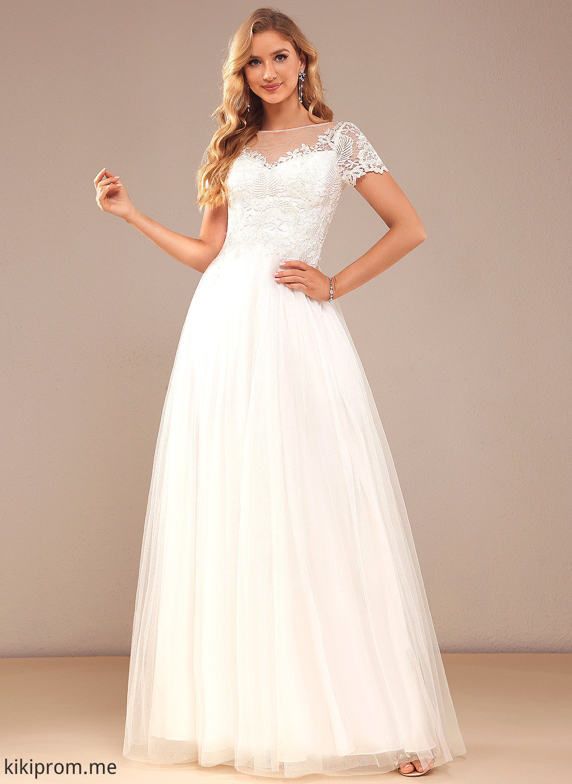 Tulle A-Line Scoop Lace Lace Wedding Dresses With Wedding Floor-Length Neck Alina Dress