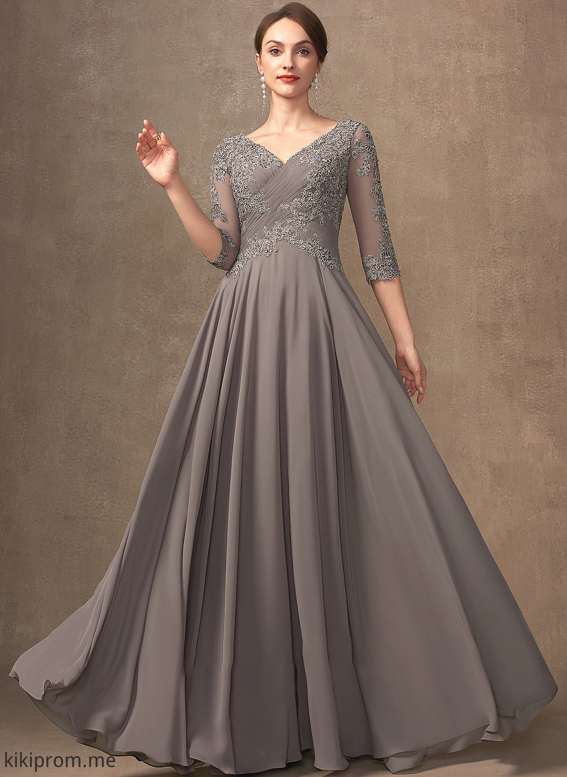 V-neck the A-Line Mother Lace Floor-Length of Beading Chiffon Dress With Kathy Bride Mother of the Bride Dresses Sequins