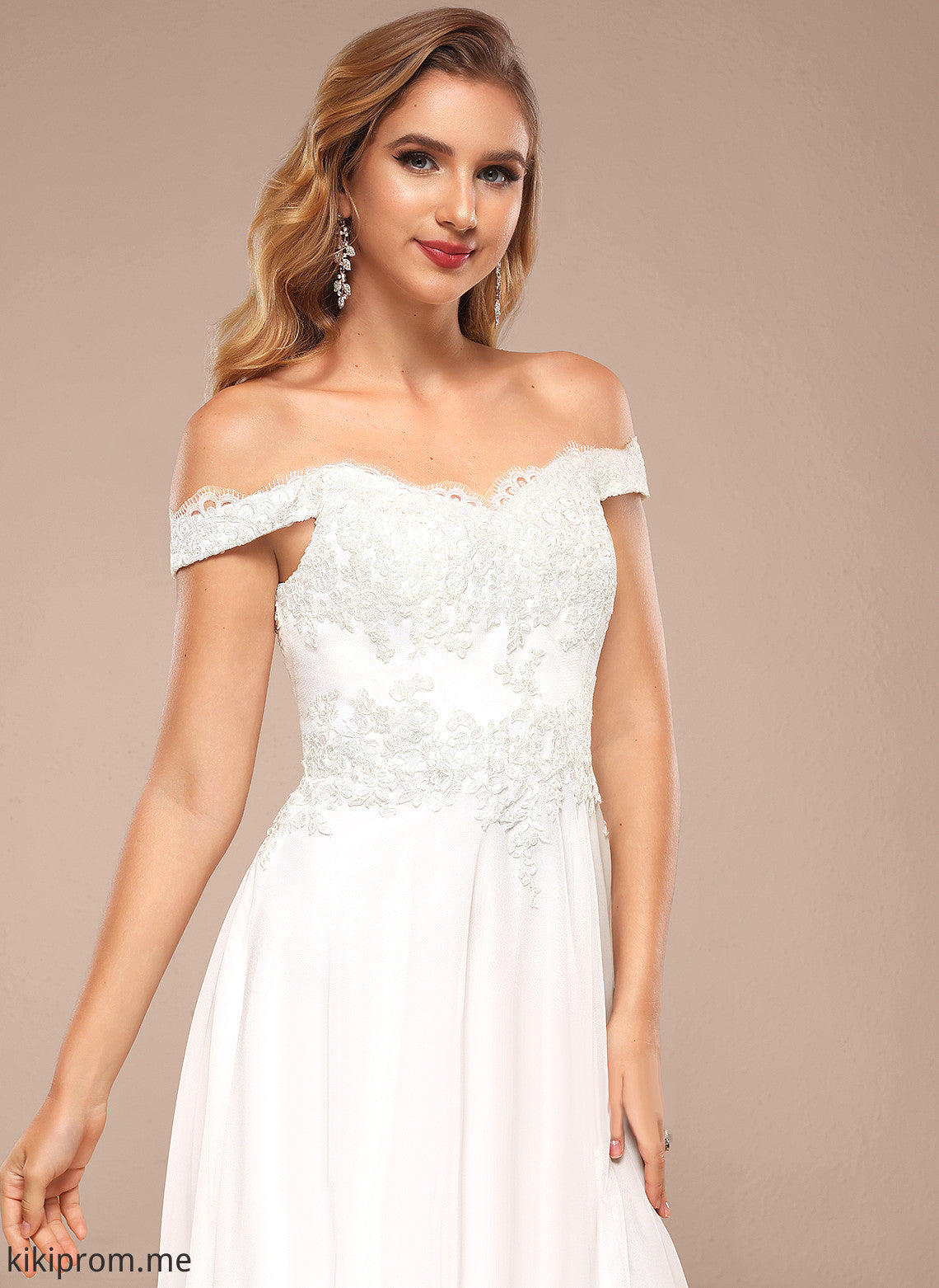 Dress Off-the-Shoulder Floor-Length Sequins Wedding Dresses Wedding Chiffon A-Line Alejandra With Lace