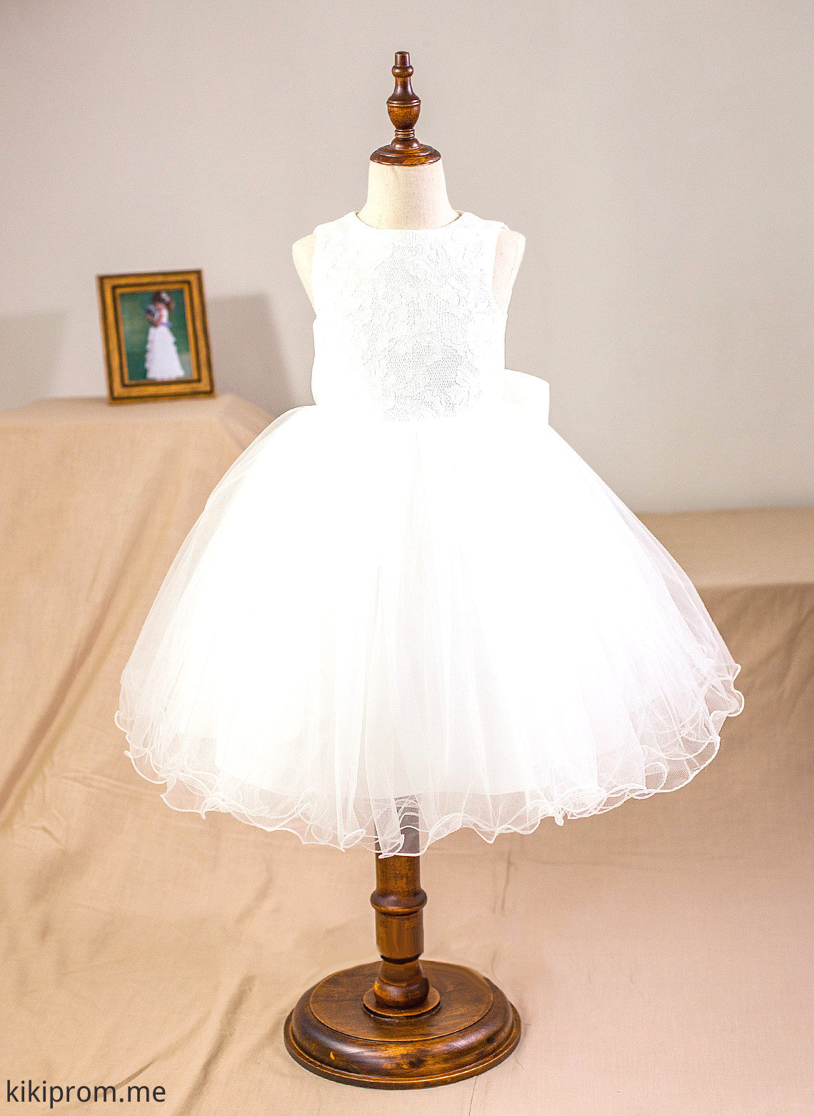 Girl Sleeveless Neck Dress Flower Knee-length Flower Girl Dresses Cindy Ball-Gown/Princess Scoop With - Satin/Tulle/Lace Bow(s)